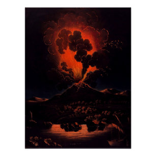 Ausbruch des Ätna bei Nacht (F Weber) Poster