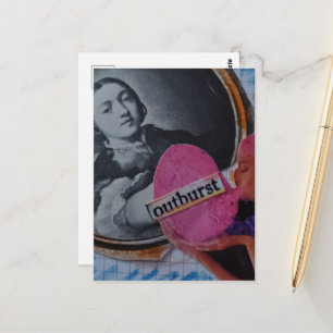 Ausbruch Unordentliche Mixed-Media-Collage Postkarte