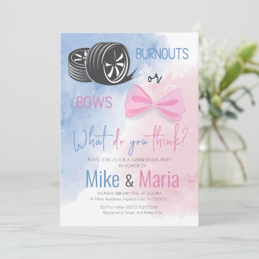 Ausbrüche oder das Geschlecht der Bows offenbaren Einladung (Stehend Vorderseite)