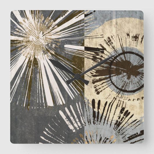 Ausburst Tiles I Quadratische Wanduhr (Vorderseite)