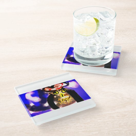 Auschecken Glasuntersetzer (Schrägansicht)