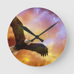 Ausdauer-Amerikaner-Eagle-Uhr von Lois Bryan Runde Wanduhr
