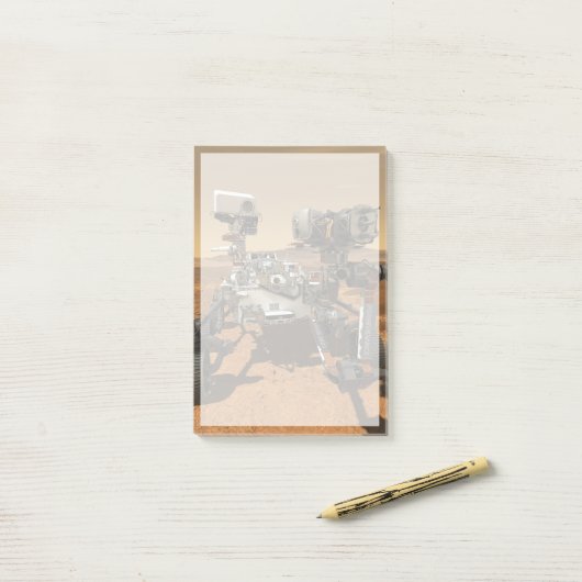 Ausdauerrenderung auf der Oberfläche von Mars. Post-it Klebezettel (Auf Schreibtisch)