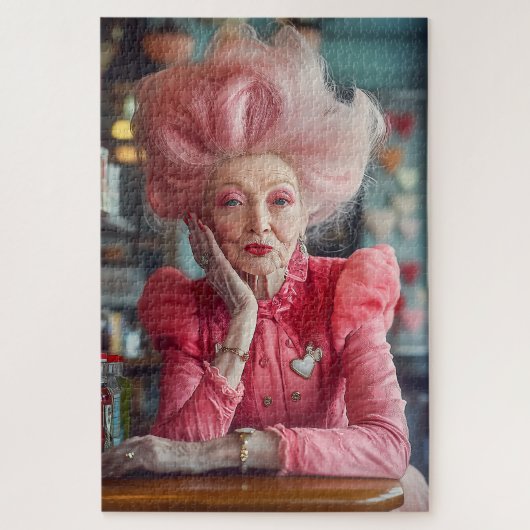 Ausdruck der Liebe Kuss zeitloser Gnade in Rosa Puzzle (Vertikal)