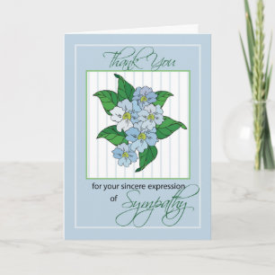 Ausdruck des Beileids Dankeschön mit Blauen Blumen Dankeskarte