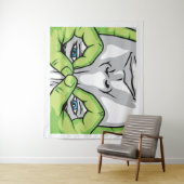 Ausdrückliche Gesichter, grüne Hand und farbige Au Wandteppich (Beispiel)