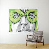 Ausdrückliche Gesichter, grüne Hand und farbige Au Wandteppich (Beispiel (Horizontal))