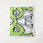 Ausdrückliche Gesichter, grüne Hand und farbige Au Wandteppich (Vorderseite)