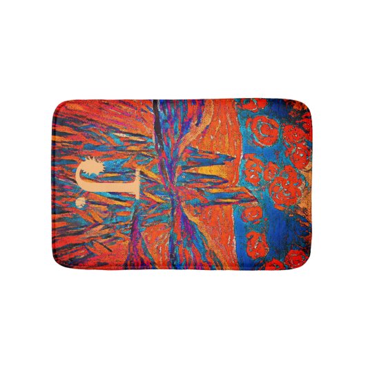 Ausdrückliche Rose im Himmel mit Monogramm Badematte (Vorderseite)