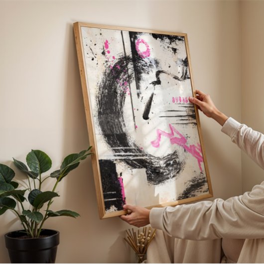 Ausdrückliches Wabi sabi rosa abstraktes Gemälde Poster