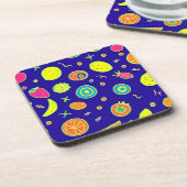Ausdrucksfähiges Neon Fruit Artistry Pattern Getränkeuntersetzer (Linke Seite)