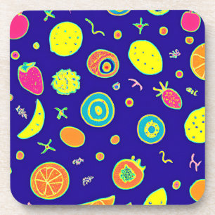Ausdrucksfähiges Neon Fruit Artistry Pattern Getränkeuntersetzer
