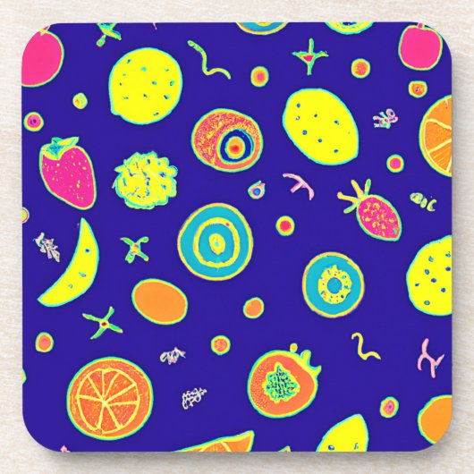 Ausdrucksfähiges Neon Fruit Artistry Pattern Getränkeuntersetzer (Vorderseite)