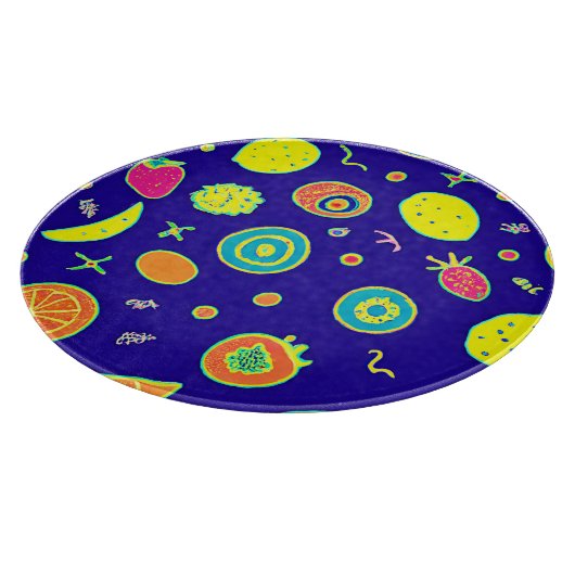 Ausdrucksfähiges Neon Fruit Artistry Pattern Schneidebrett (Ecke)