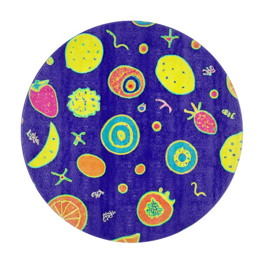 Ausdrucksfähiges Neon Fruit Artistry Pattern Schneidebrett (Vorderseite)