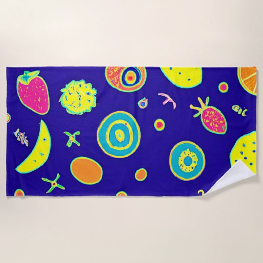 Ausdrucksfähiges Neon Fruit Artistry Pattern Strandtuch (Vorderseite)