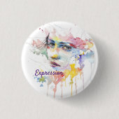 Ausdrucksform, Woman Face Classic Art Round Button (Vorderseite)