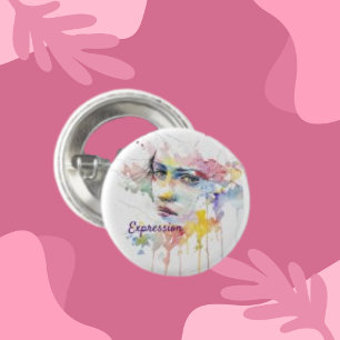 Ausdrucksform, Woman Face Classic Art Round Button