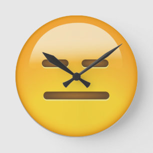 Ausdrucksloses Gesicht Emoji Runde Wanduhr