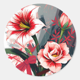 Ausdrucksstarke Abstrakte Kunst von Amaryllis und  Runder Aufkleber