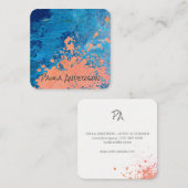 Ausdrucksstarke Farbe Marmortextur | Script Monogr Quadratische Visitenkarte (Vorne/Hinten)