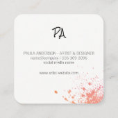 Ausdrucksstarke Farbe Schwarze Textur | Script Mon Quadratische Visitenkarte (Rückseite)