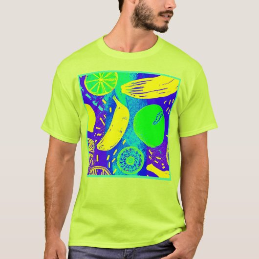 Ausdrucksstarke Frucht Neon Color Muster Art T-Shirt (Vorderseite)