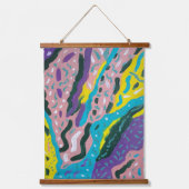 Ausdrucksstarkes Abstraktes Malen in mehrfarbigen Wandteppich Mit Holzrahmen (Vorderseite)