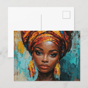 Ausdrucksstarkes afrikanisch Inspiriert Portrait Postkarte