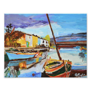 Ausdrucksstarkes Hafen-Dorf-Expressionist Fotodruck