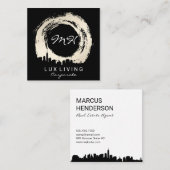 Ausdrucksstarkes Pinsel und Stadtbild Quadratische Visitenkarte (Vorne/Hinten)