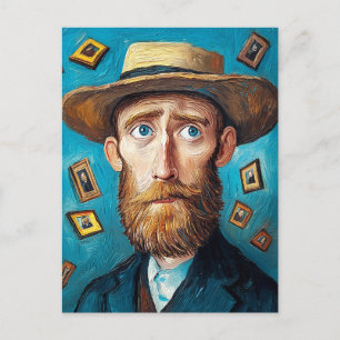 Ausdrucksvolles Portrait Bearded Man in Van Gogh S Postkarte