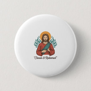 Auserwähltes und Erlöstes Christliches Vintage-Jes Button