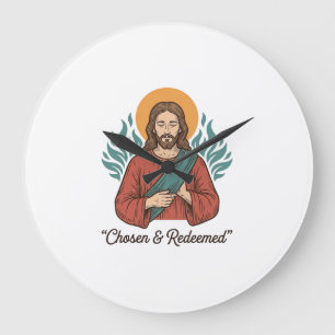Auserwähltes und Erlöstes Christliches Vintage-Jes Große Wanduhr