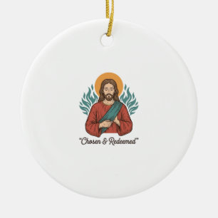 Auserwähltes und Erlöstes Christliches Vintage-Jes Keramik Ornament