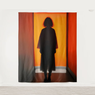 Ausfahrt Orange - Frische Silhouette Kunst, Kultur Wandteppich
