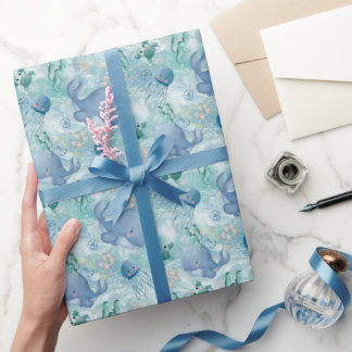 Ausflug zum Strand - Wasserfarbene Meerestiere Geschenkpapier