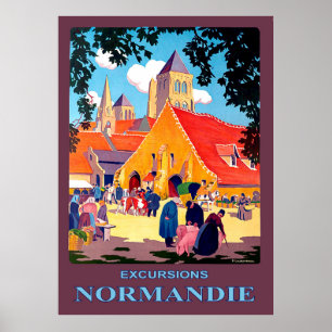 Ausflüge in der Normandie, Frankreich, Vintage-Rei Poster