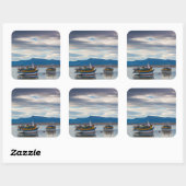 Ausflugsboote auf der Bucht von Seno Ultima Espera Quadratischer Aufkleber (Blatt)