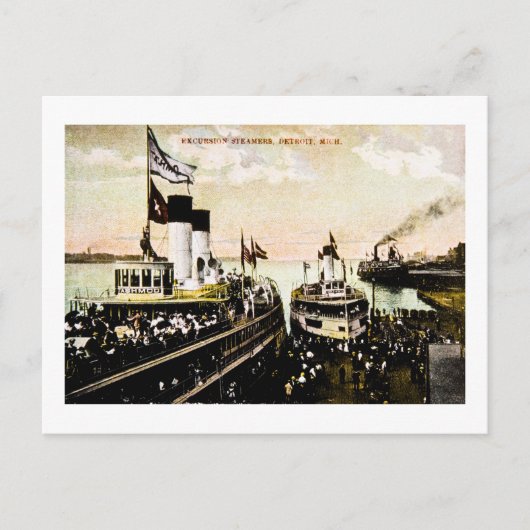 Ausflugsdampfer, Detroit, Michigan Postkarte (Vorderseite)