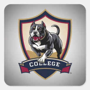 Ausführen des PitBull-Uni-Logos Quadratischer Aufkleber
