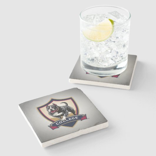 Ausführen des PitBull-Uni-Logos Steinuntersetzer (Seitenansicht)