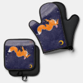 Ausführen von Fox Oven Mitt und Pot Holdings Ofenhandschuh & Topflappen-Set (Vorderseite/Rückseite)