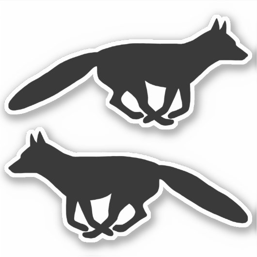 Ausführen von Fox-Silhouetten Vinyl Sticker-Set Aufkleber (Vorderseite)