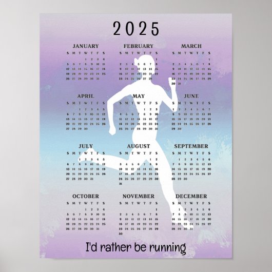 Ausführen von Joggen Design 2025 Calendar Poster (Vorne)