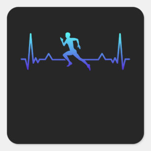 Ausführen von Joggen Fitness Heartbeat-Geschenk Quadratischer Aufkleber
