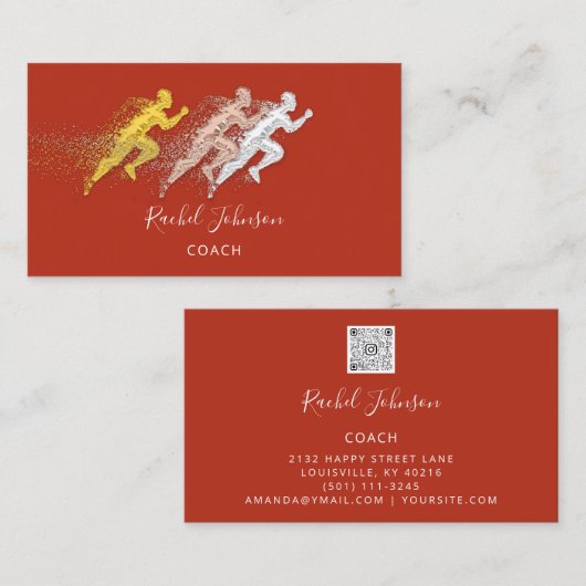 Ausführen von Sport Coach Athlete Logo Instructor Visitenkarte (Vorne/Hinten)