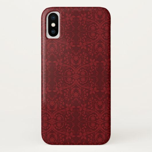 Ausführliche rote Blumentapete Case-Mate iPhone Hülle (Rückseite)