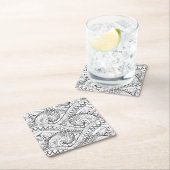 Ausführliches Blumenmuster-Gekritzel Rechteckiger Pappuntersetzer (Vor Ort)