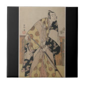Ausführliches Porträt eines Samurais circa 1700s Fliese (Vorderseite)